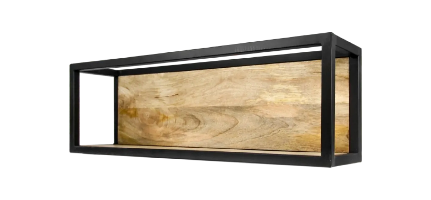 HSM Collection Wandbox Levels 75x25cm Mangohout/Ijzer