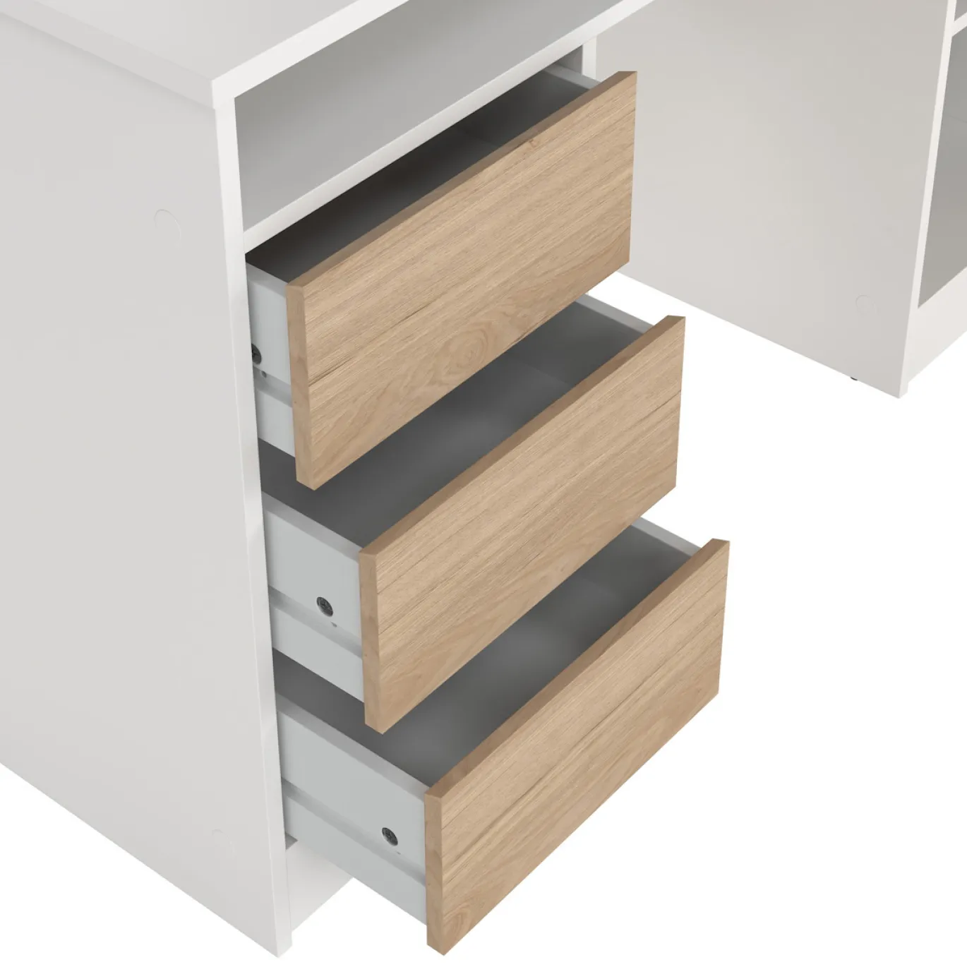 Kantoorbureau Function Plus Wit Jackson Hickory Met Bovenkast - Giga Living