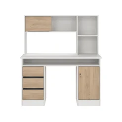 Kantoorbureau Function Plus Wit Jackson Hickory Met Bovenkast - Giga Living