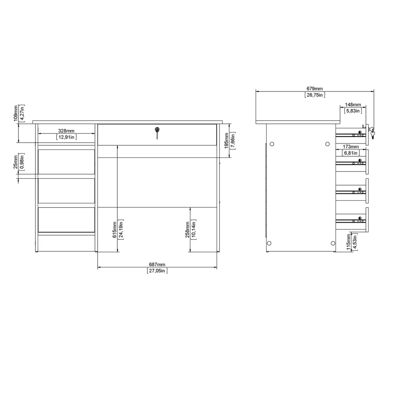 Kantoorbureau Function Plus Wit Met Lade - Giga Living