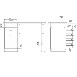 Kantoorbureau Function Plus Wit 4-lades - Giga Living