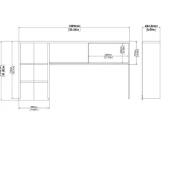 Kantoorbureau Function Plus Jackson Hickory 1-schuifdeur - Giga Living