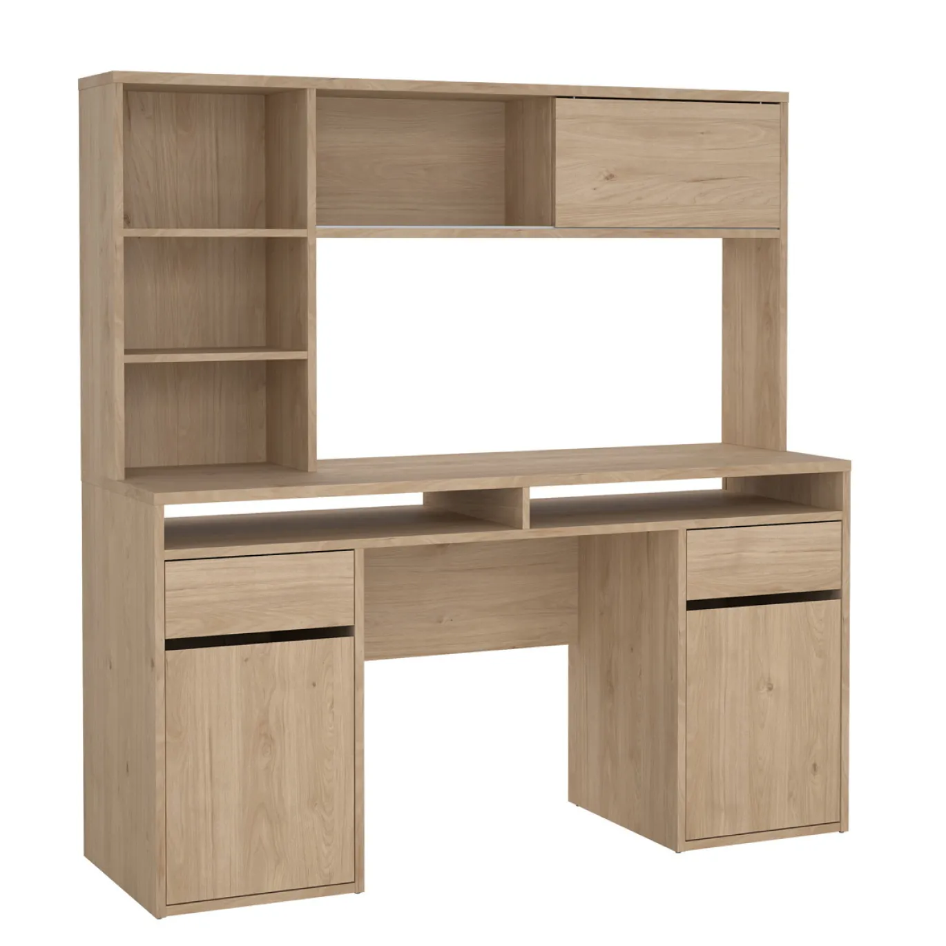 Kantoorbureau Function Plus Jackson Hickory Met Bovenkast - Giga Living