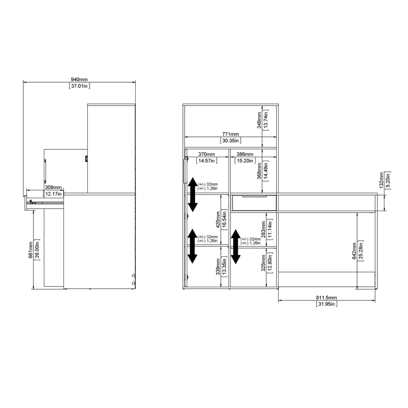 Kantoorbureau Function Plus Wit/Naturel - Giga Living