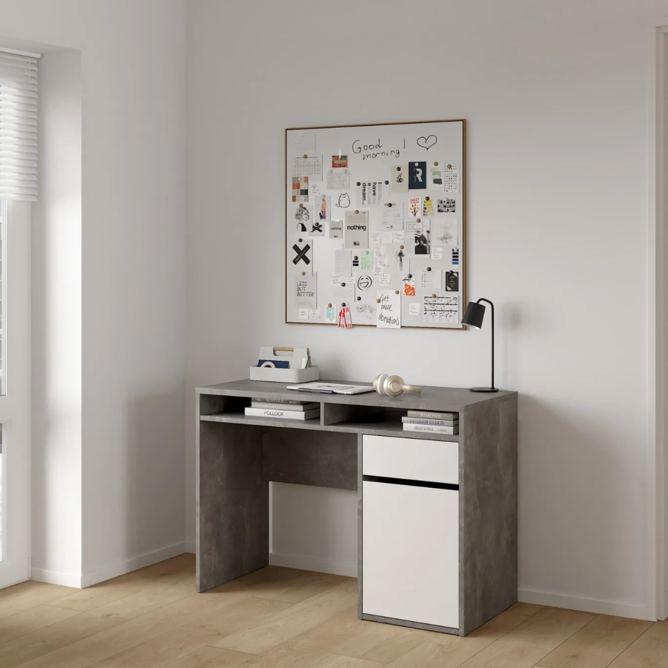 Kantoorbureau Function Plus Oxide Beton Wit Hoogglans - Giga Living