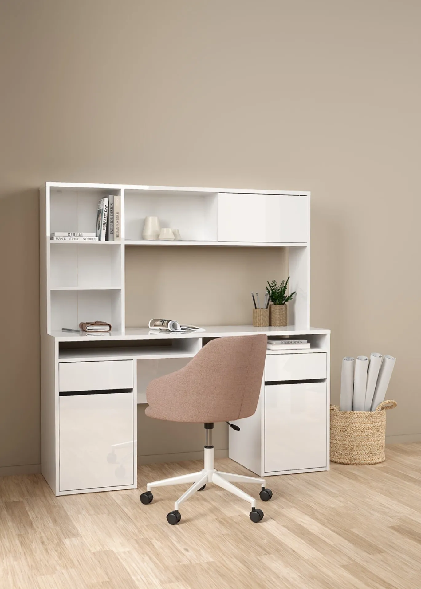 Kantoorbureau Function Plus Wit Hoogglans - Giga Living