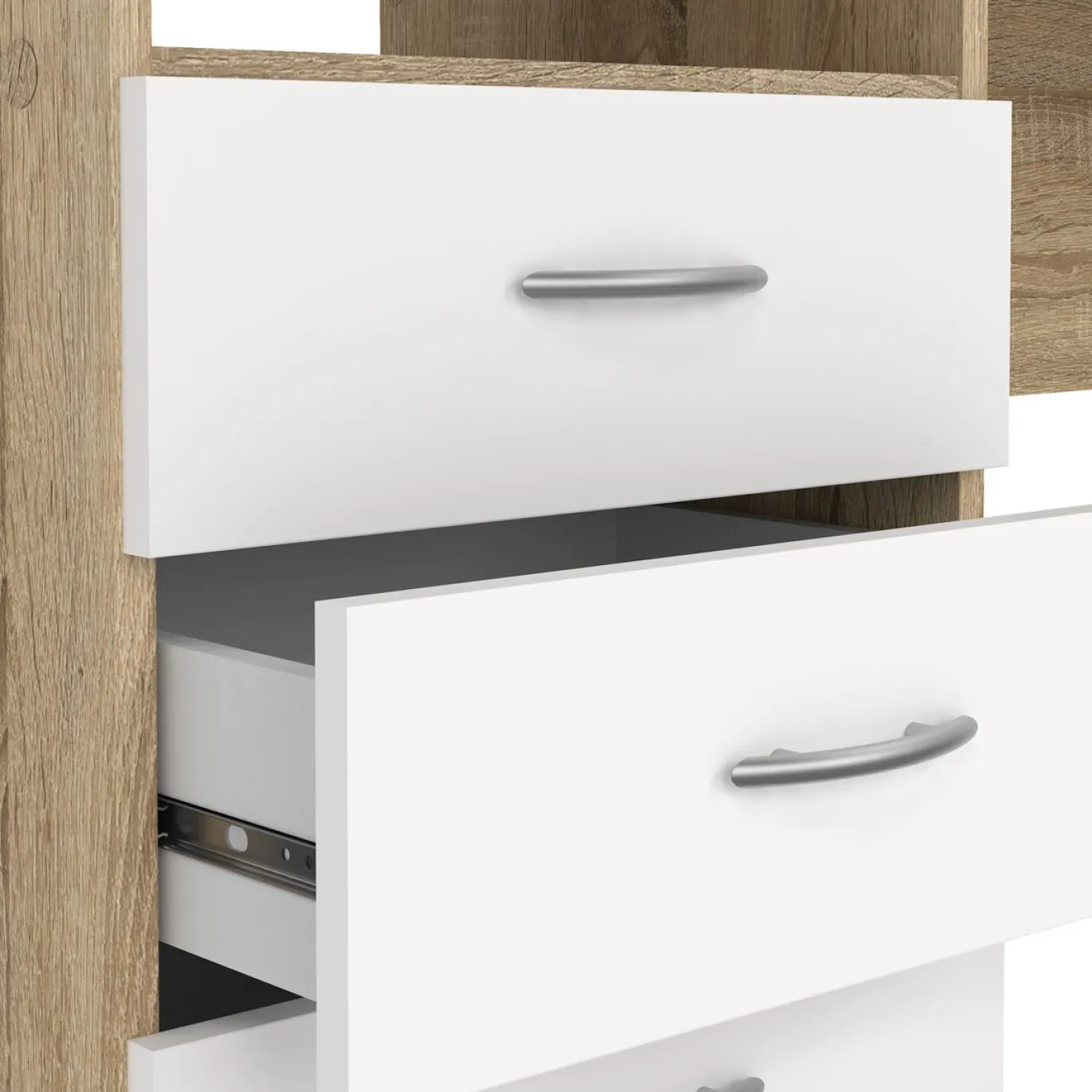 Kantoorbureau Function Plus Wit/Naturel 3-lades - Giga Living