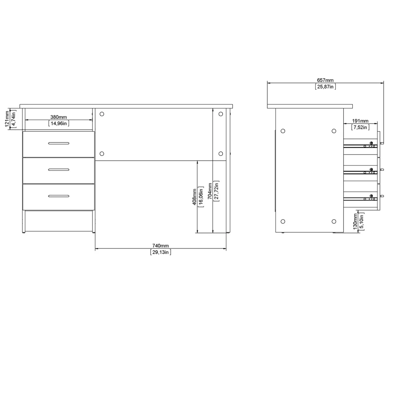Kantoorbureau Function Plus Naturel 3-lades - Giga Living