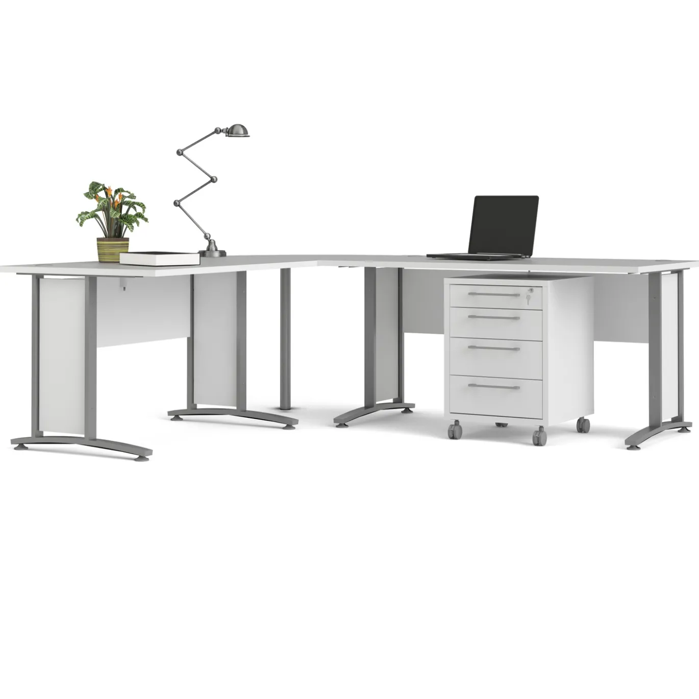 Kantoorbureau Prima Wit Zilvergrijs Staal 200x230cm - Giga Living