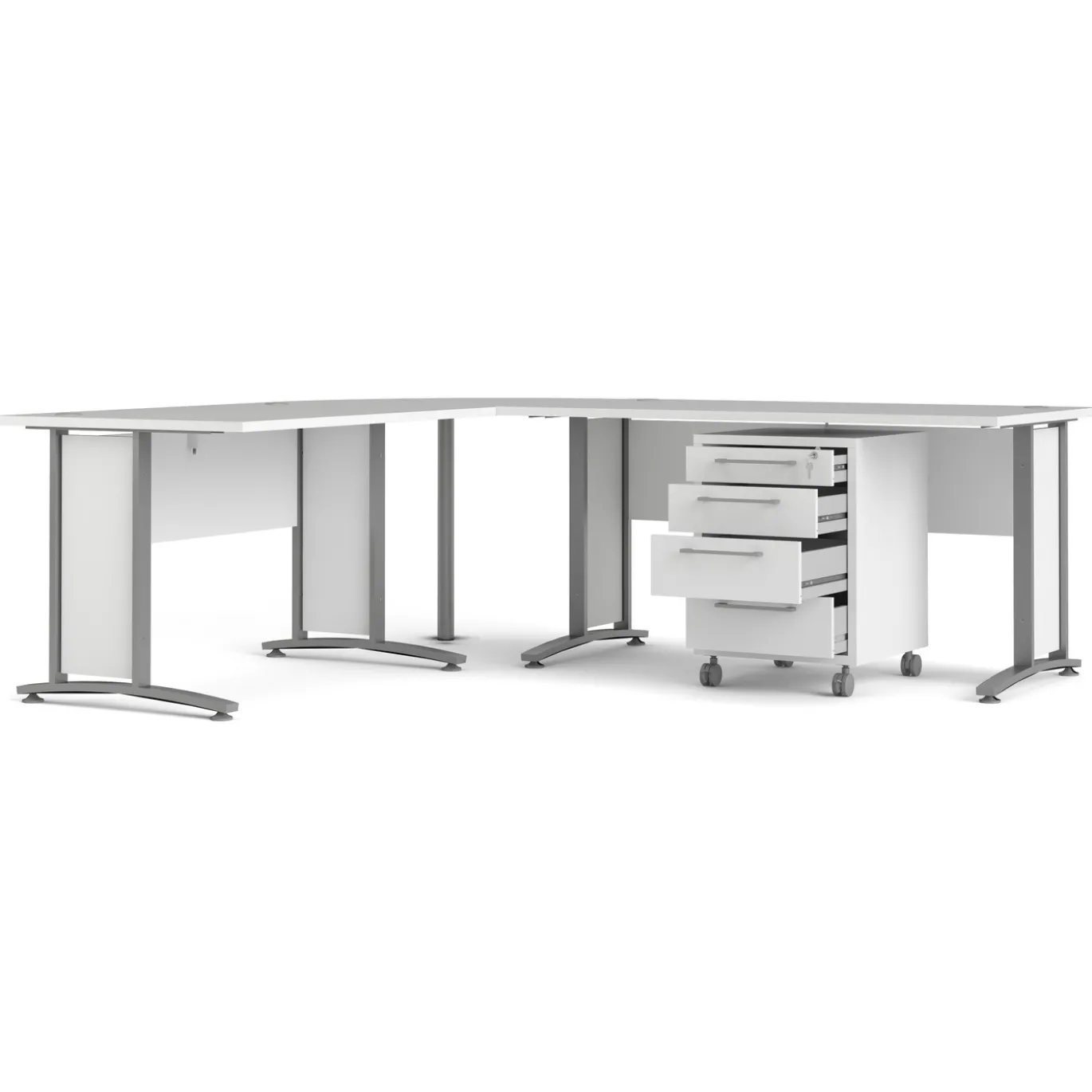 Kantoorbureau Prima Wit Zilvergrijs Staal 200x230cm - Giga Living
