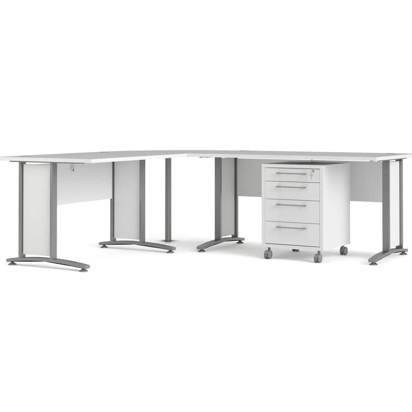 Kantoorbureau Prima Wit Zilvergrijs Staal 200x230cm - Giga Living