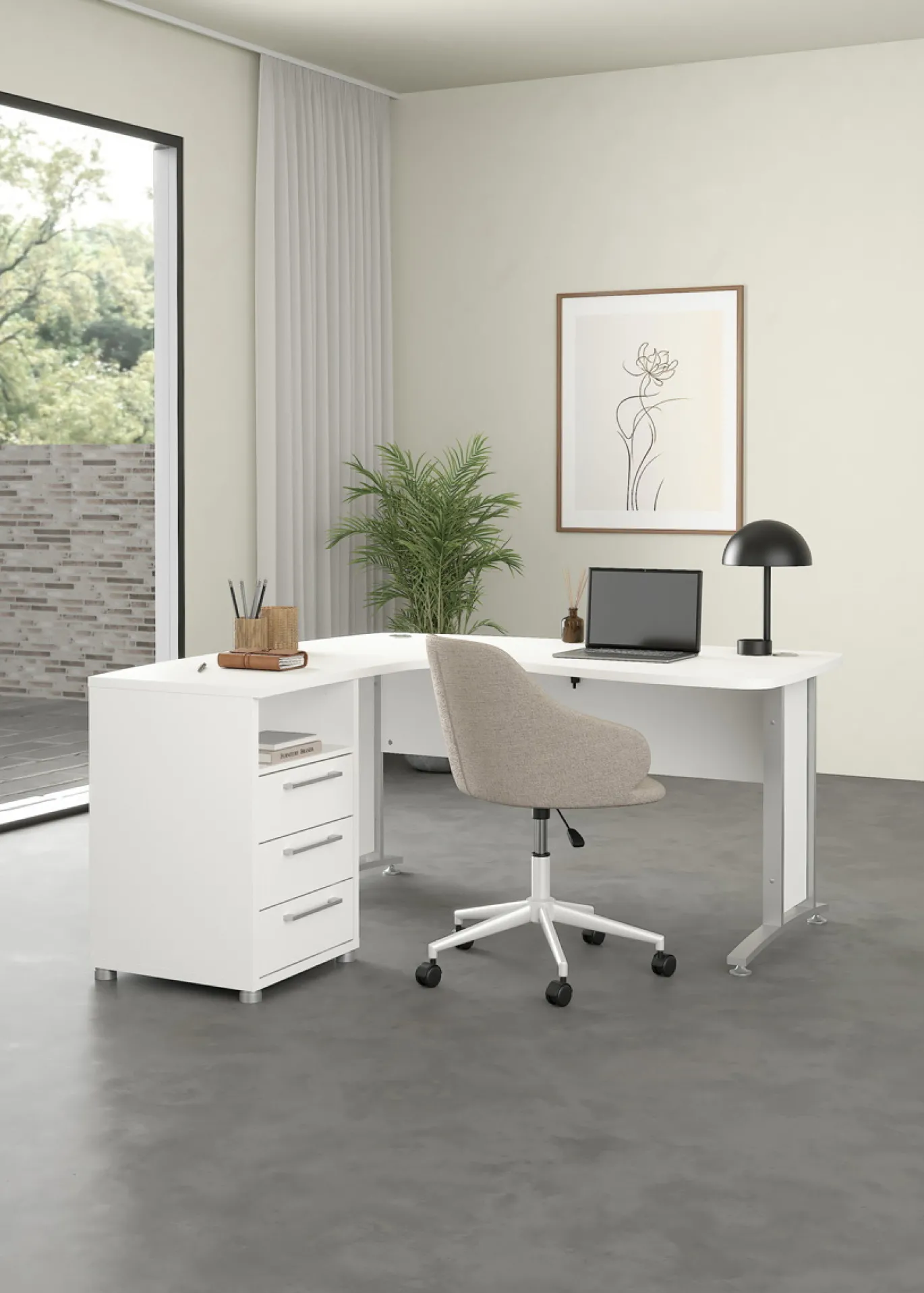 Kantoorbureau Prima Wit Zilvergrijs Staal - Giga Living