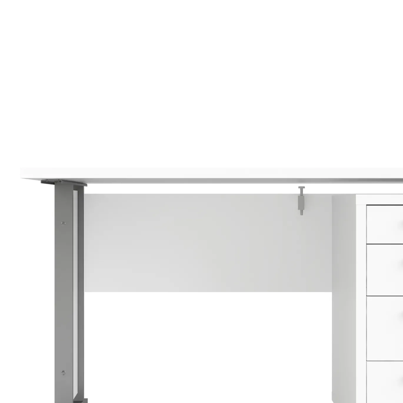 Kantoorbureau Prima Wit Zilvergrijs Staal Met Lades 150x80cm - Giga Living