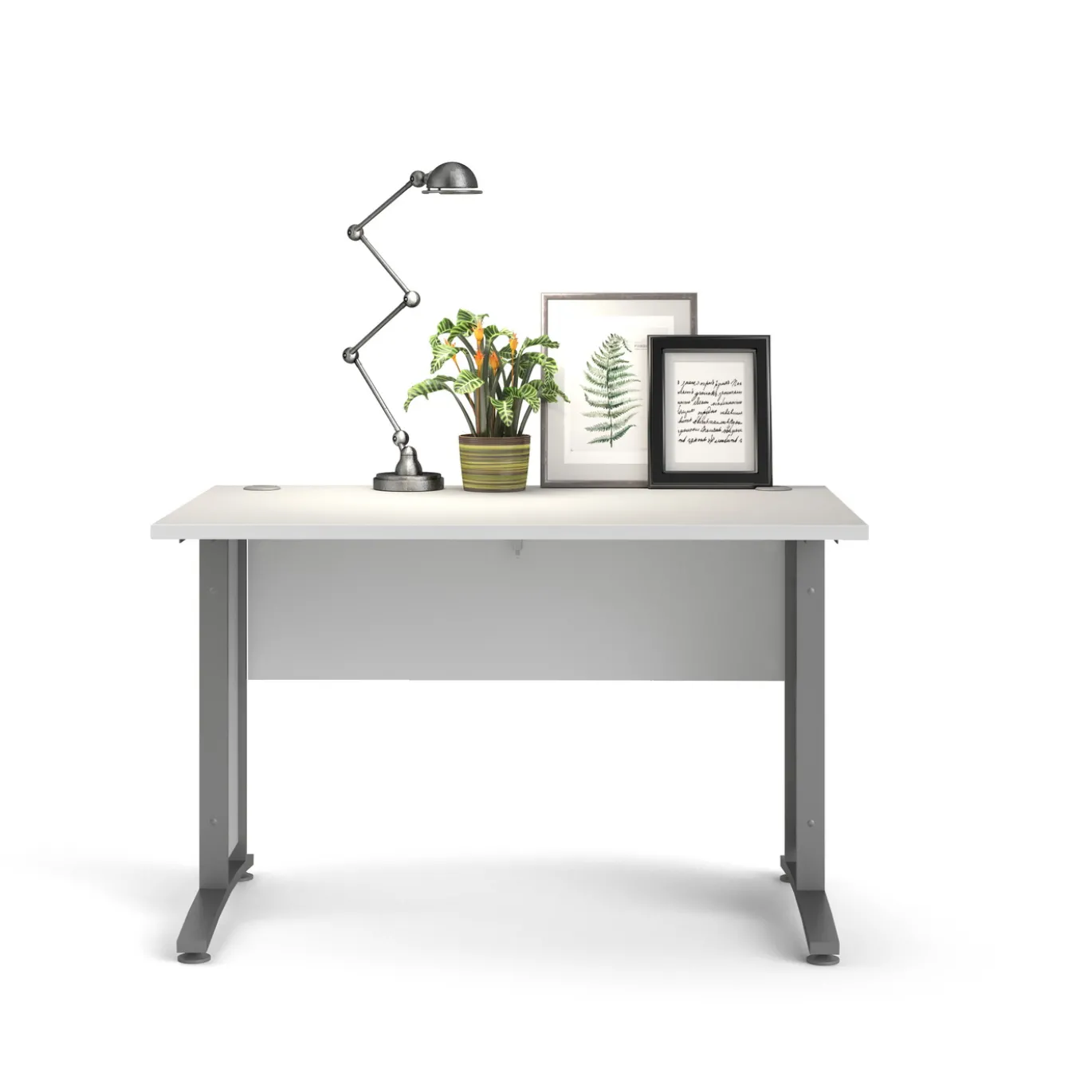 Kantoorbureau Prima Wit Zilvergrijs Staal 120x80cm - Giga Living