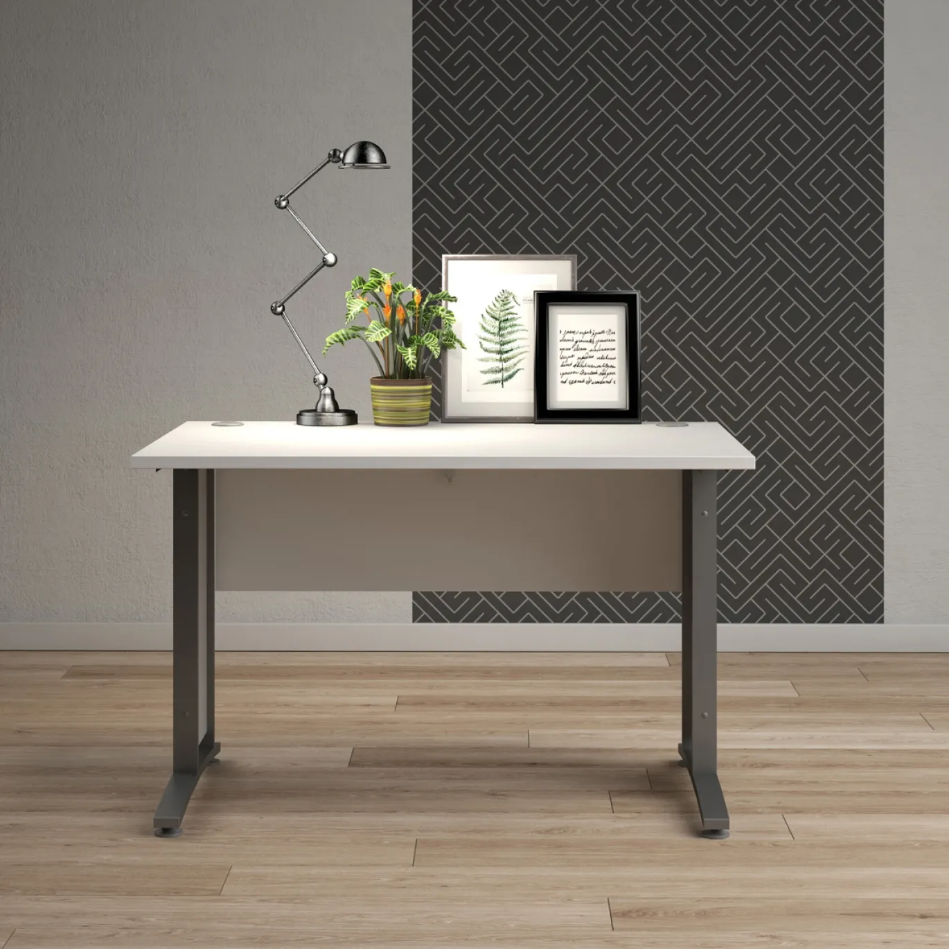 Kantoorbureau Prima Wit Zilvergrijs Staal 120x80cm - Giga Living