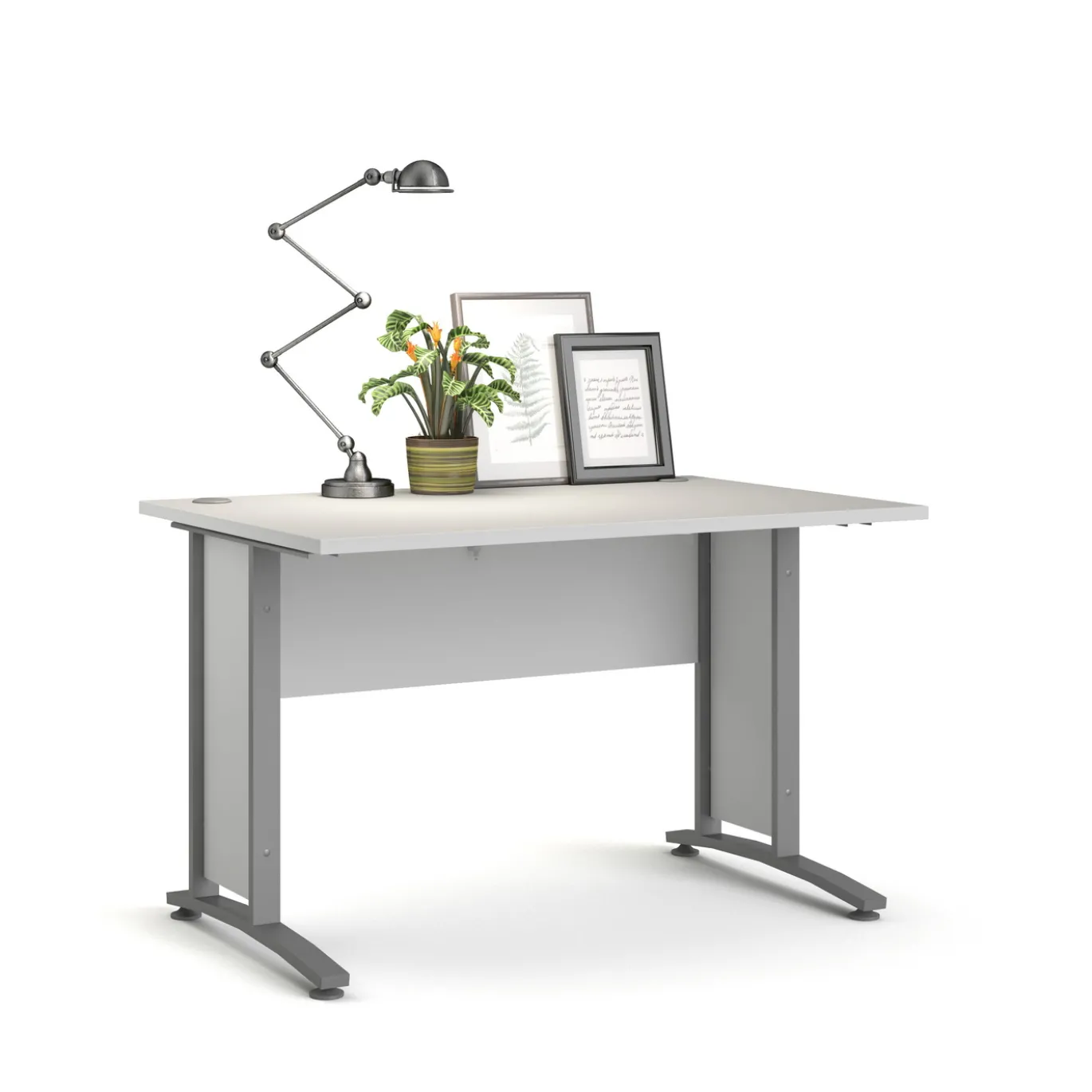 Kantoorbureau Prima Wit Zilvergrijs Staal 120x80cm - Giga Living