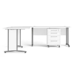 Kantoorbureau Prima Wit Zilvergrijs Staal 230x200cm - Giga Living