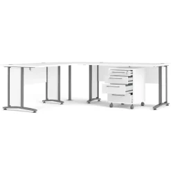 Kantoorbureau Prima Wit Zilvergrijs Staal 230x200cm - Giga Living