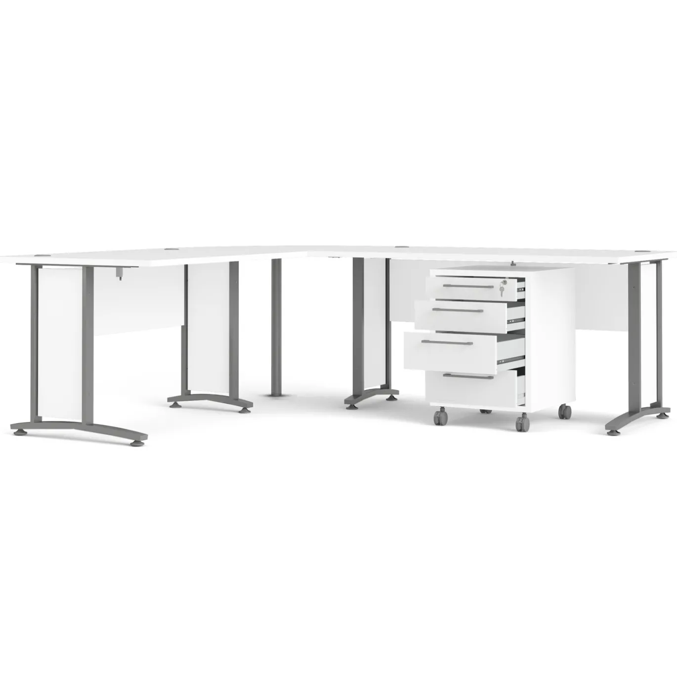 Kantoorbureau Prima Wit Zilvergrijs Staal 230x200cm - Giga Living
