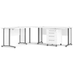 Kantoorbureau Prima Wit Zilvergrijs Staal 230x200cm - Giga Living