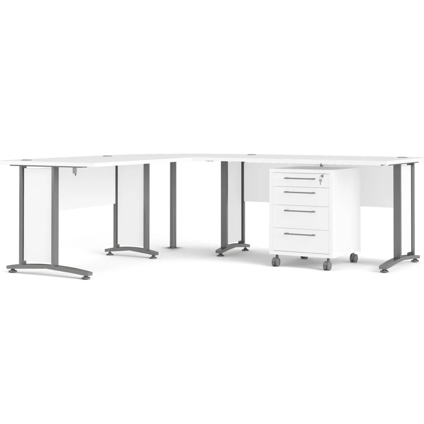 Kantoorbureau Prima Wit Zilvergrijs Staal 230x200cm - Giga Living