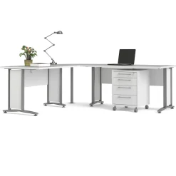Kantoorbureau Prima Wit Zilvergrijs Staal 230x200cm - Giga Living