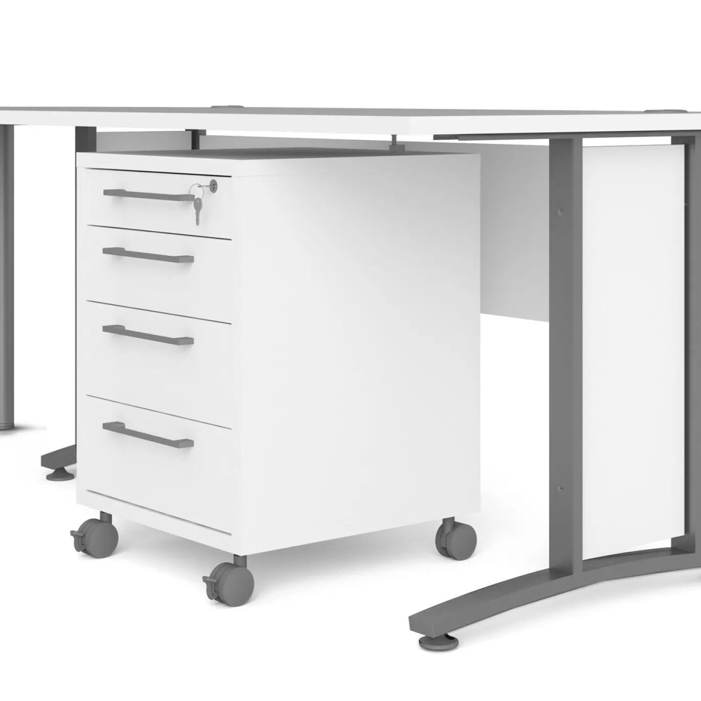Kantoorbureau Prima Wit Zilvergrijs Staal 230x200cm - Giga Living