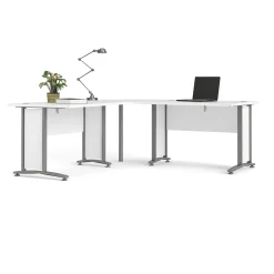 Kantoorbureau Prima Wit Zilvergrijs Staal 200x200cm - Giga Living
