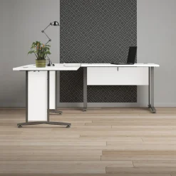 Kantoorbureau Prima Wit Zilvergrijs Staal 200x200cm - Giga Living