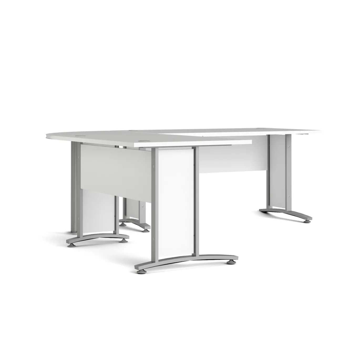 Kantoorbureau Prima Wit Zilvergrijs Staal Met Lades 200x230cm - Giga Living