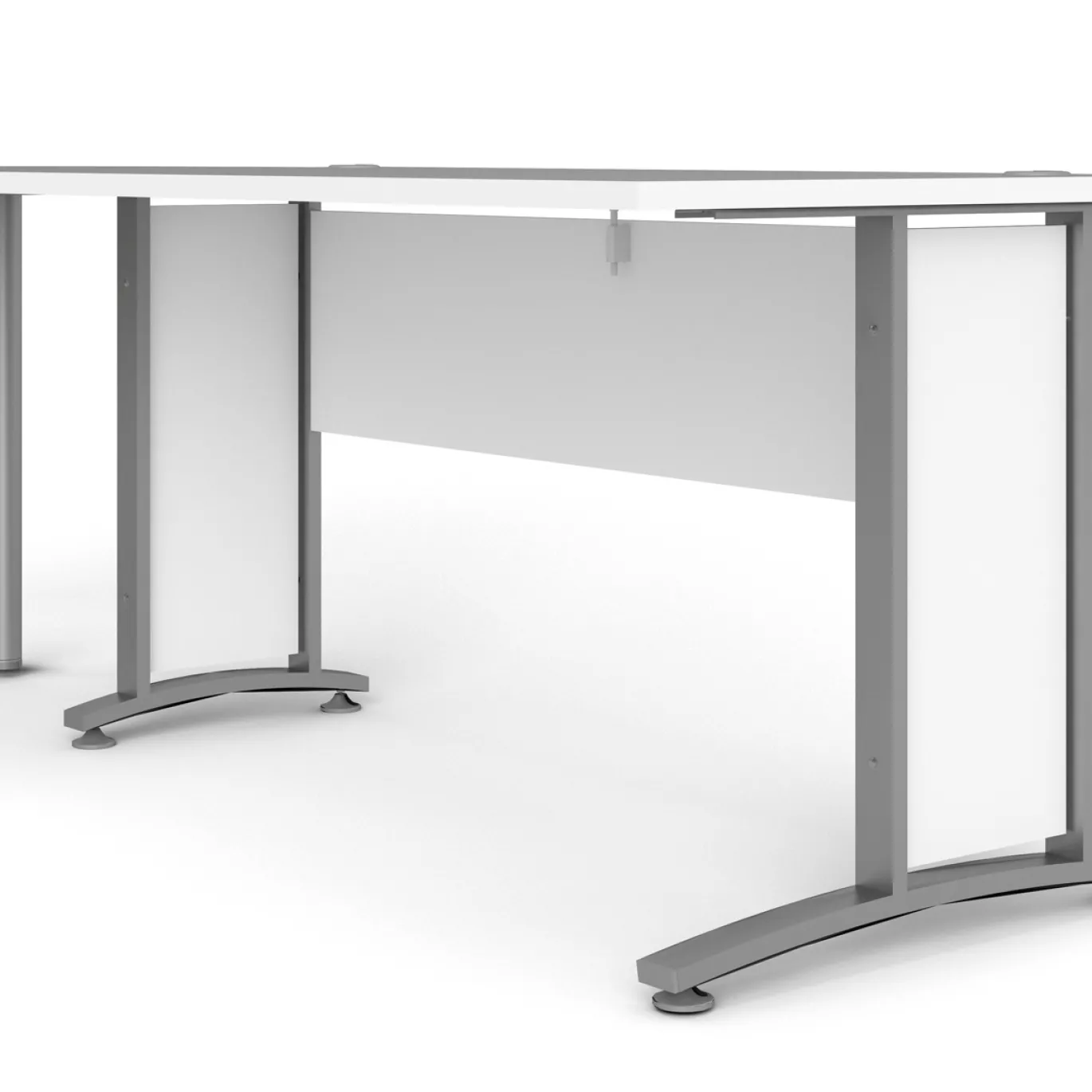 Kantoorbureau Prima Wit Zilvergrijs Staal Met Lades 200x230cm - Giga Living