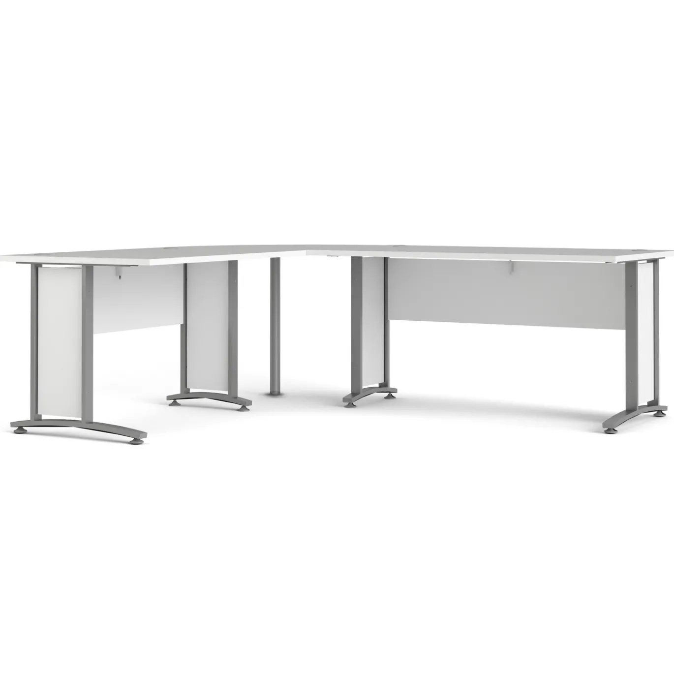 Kantoorbureau Prima Wit Zilvergrijs Staal Met Lades 200x230cm - Giga Living