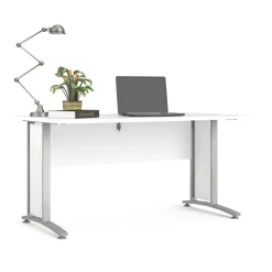 Kantoorbureau Prima Wit Zilvergrijs Staal 150x80cm - Giga Living