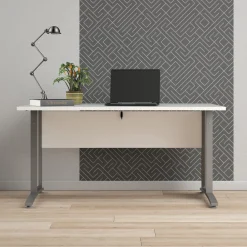 Kantoorbureau Prima Wit Zilvergrijs Staal 150x80cm - Giga Living