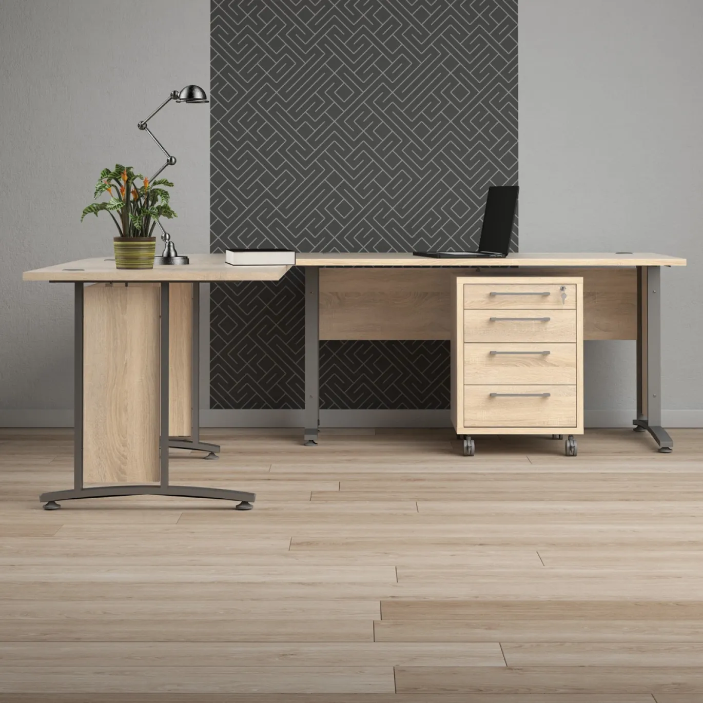Kantoorbureau Prima Zilvergrijs Staal Naturel 230x200cm - Giga Living