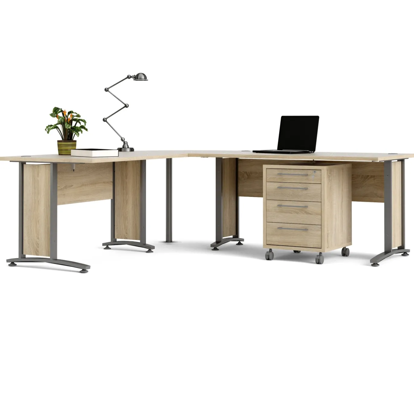 Kantoorbureau Prima Zilvergrijs Staal Naturel 230x200cm - Giga Living