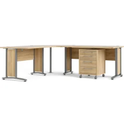 Kantoorbureau Prima Zilvergrijs Staal Naturel 230x200cm - Giga Living