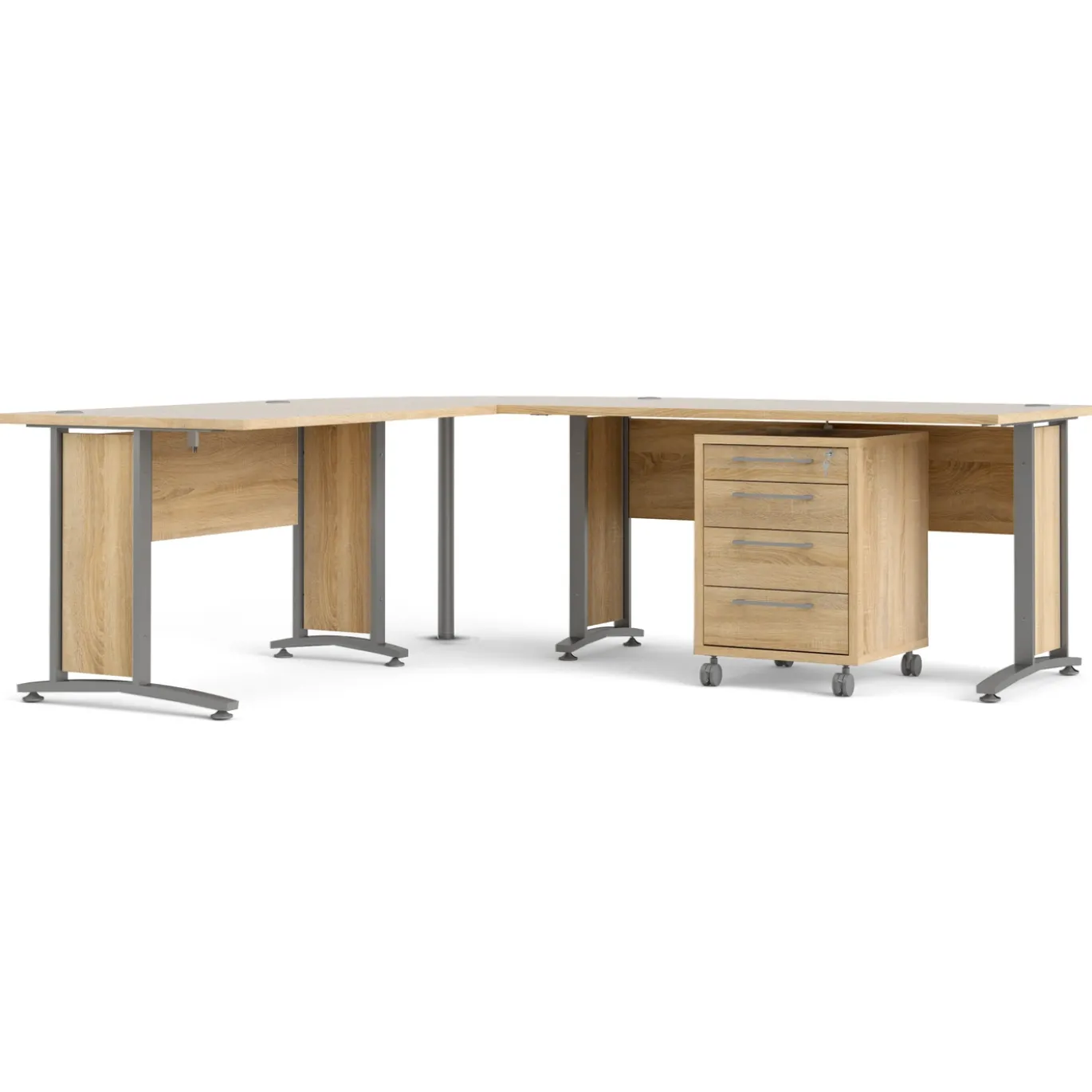 Kantoorbureau Prima Zilvergrijs Staal Naturel 230x200cm - Giga Living