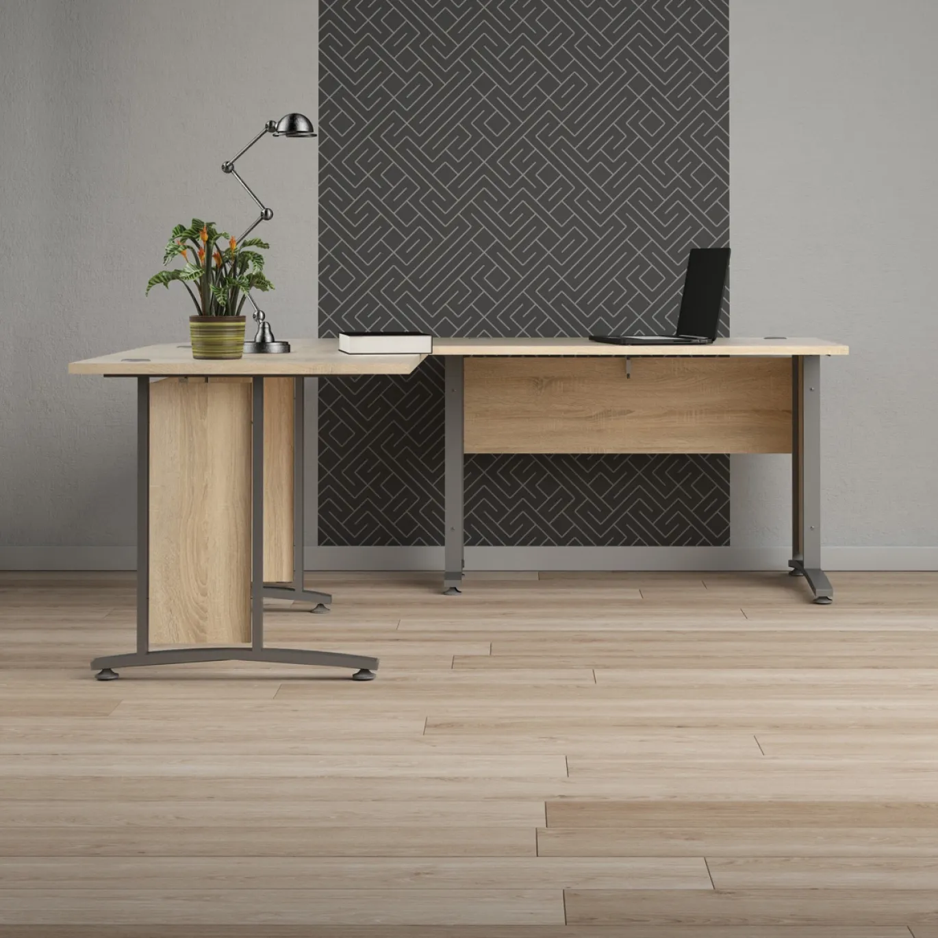 Kantoorbureau Prima Zilvergrijs Staal Naturel 200x200cm - Giga Living