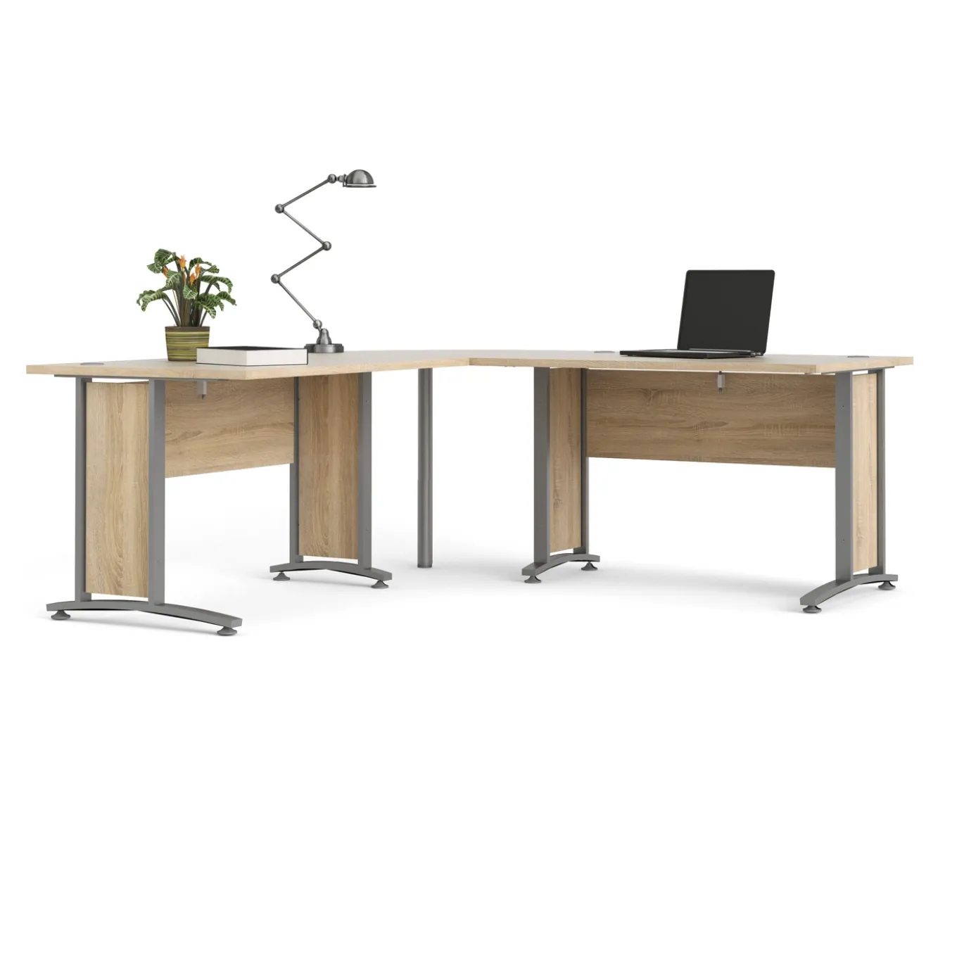 Kantoorbureau Prima Zilvergrijs Staal Naturel 200x200cm - Giga Living