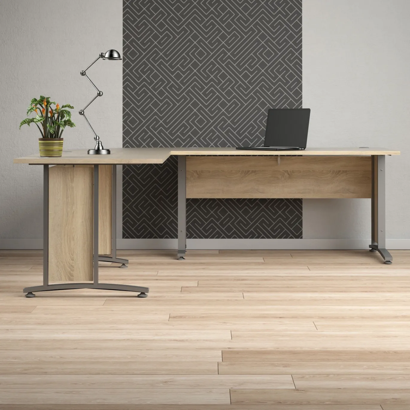 Kantoorbureau Prima Zilvergrijs Staal Naturel 200x230cm - Giga Living