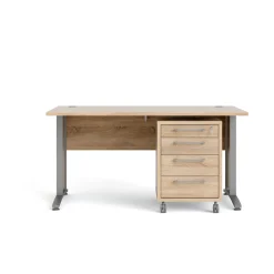 Kantoorbureau Prima Zilvergrijs Staal Naturel Met Lades 150x80cm - Giga Living
