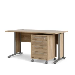 Kantoorbureau Prima Zilvergrijs Staal Naturel Met Lades 150x80cm - Giga Living