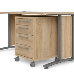 Kantoorbureau Prima Zilvergrijs Staal Naturel Met Lades 150x80cm - Giga Living