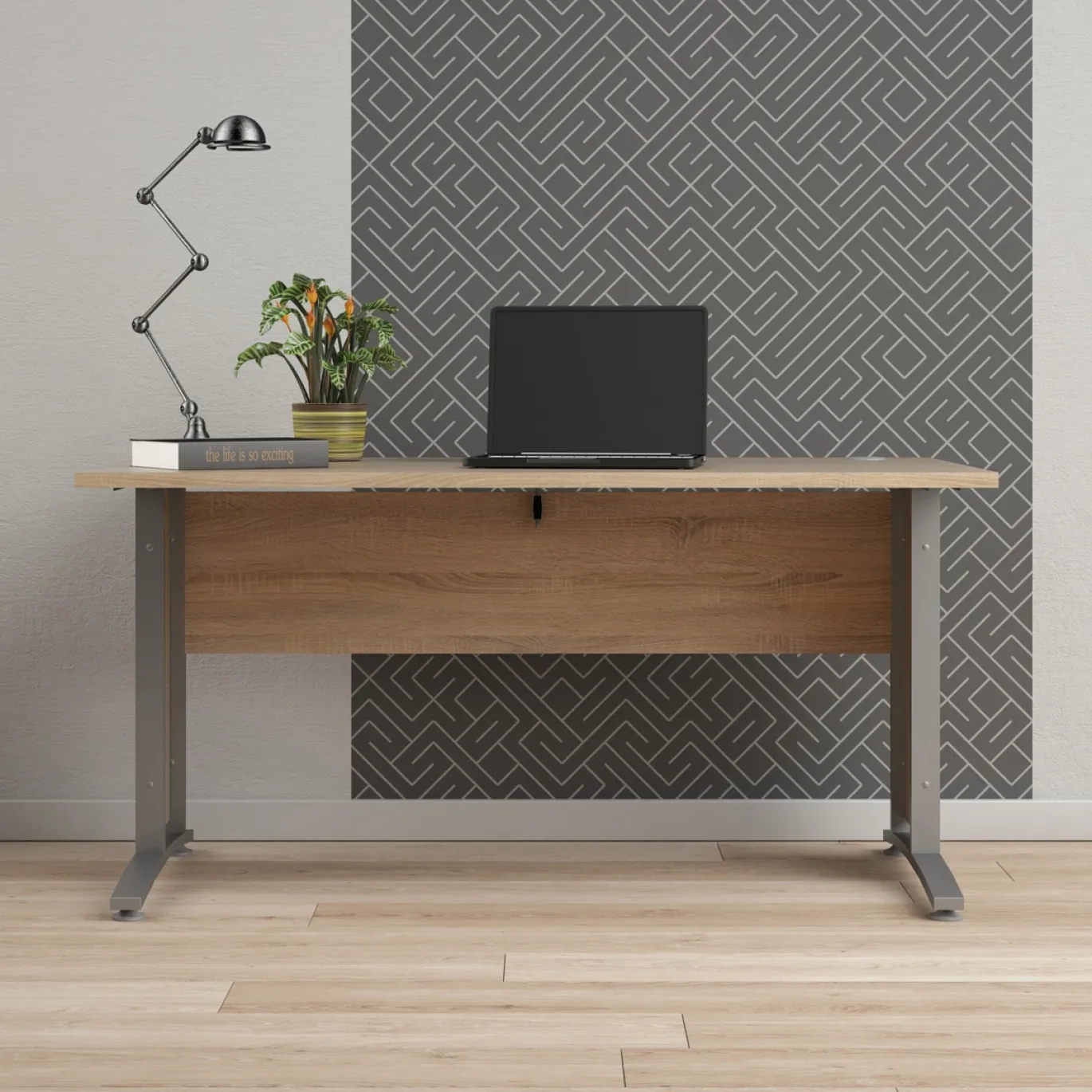 Kantoorbureau Prima Zilvergrijs Staal Naturel 150x80cm - Giga Living