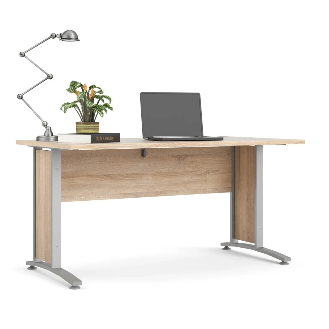 Kantoorbureau Prima Zilvergrijs Staal Naturel 150x80cm - Giga Living