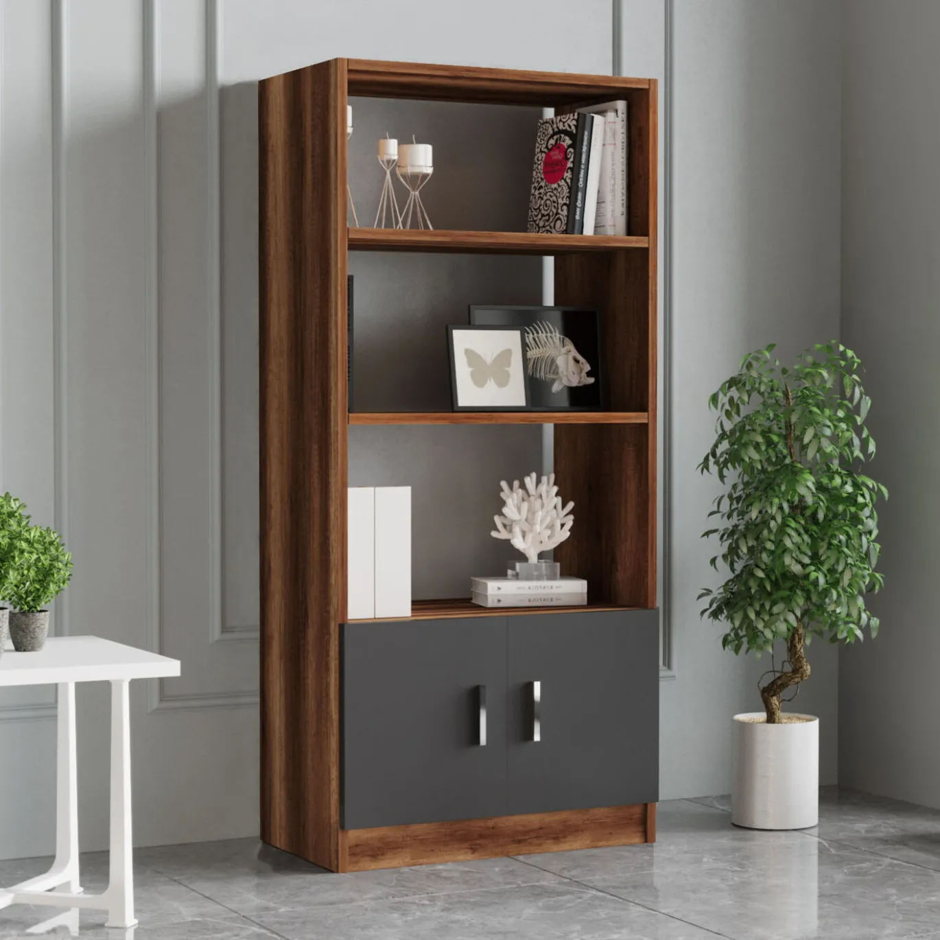 Kantoor Meubel Set Melamine Walnoot Antraciet