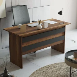 Kantoor Meubel Set Melamine Walnoot Antraciet