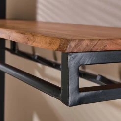Kapstok Custom 6 Haken Met Hoedenplank Massief Acacia Naturel - Giga Meubel
