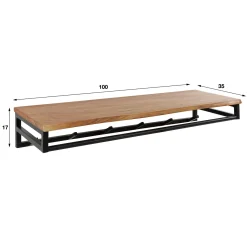Kapstok Custom 6 Haken Met Hoedenplank Massief Acacia Naturel - Giga Meubel
